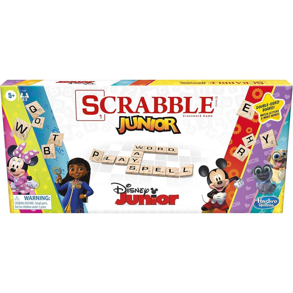 imageHasbro Gaming Scrabble Junior Disney Junior Edition Board Game for Kids Double Sided Game Board Matching Word Game Back to School Gifts Ages 5 Amazon ExclusiveDisney Junior