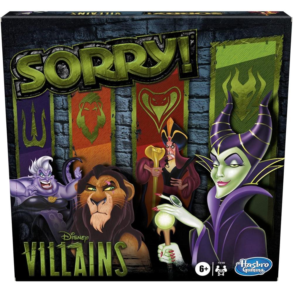 imageHasbro Gaming Sorry Board Game Disney Villains Edition Kids Game Family Games for Ages 6 and Up Amazon ExclusiveDisney Villains