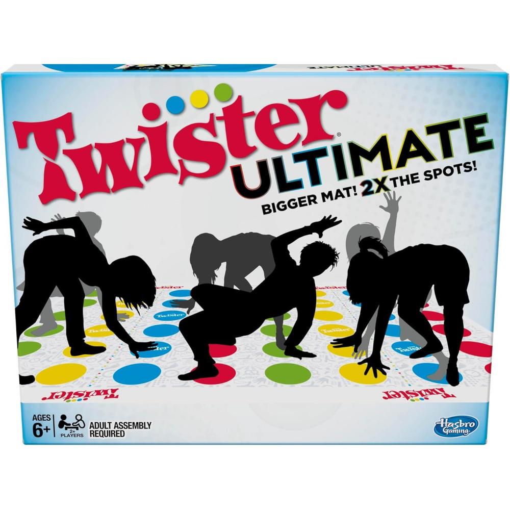 imageHasbro Gaming Twister Ultimate Bigger Mat More Colored Spots Family Kids Party Game Age 6 Compatible with Alexa Amazon Exclusive