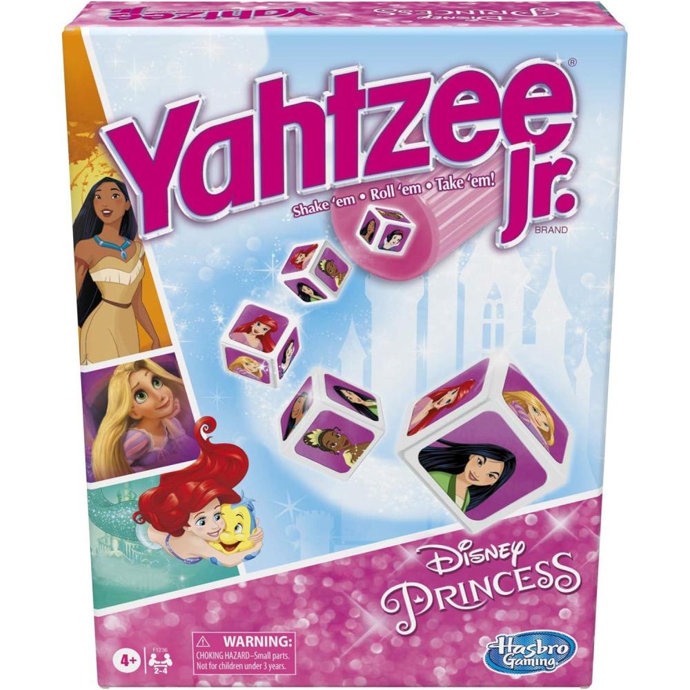 imageHasbro Gaming Yahtzee Jr Disney Princess Edition Board Game for Kids Ages 4 and Up for 24 Players Counting and Matching Game for Preschoolers Amazon ExclusiveDisney Princess