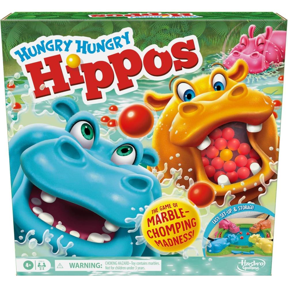 imageHungry Hungry Hippos Game for Preschoolers Instant Marble Relaunch Easy SetUp ampamp Storage Ages 4 and Up 2 to 4 Players Kids GamesMedium