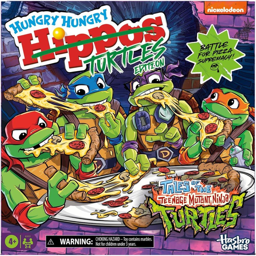 imageHungry Hungry Hippos Teenage Mutant Ninja Turtles Edition Game Ages 4 and Up 2 to 4 Players Kids Board Games Gifts for Preschoolers Amazon Exclusive