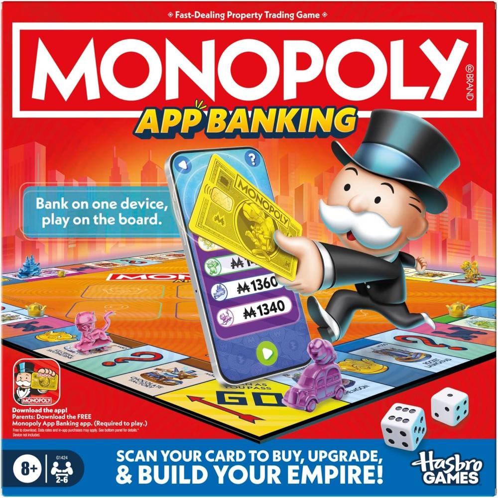 imageMonopoly App Banking Board Game AppEnabled Game Links to Smart Devices Ages 8 2 to 6 Players 45 Mins Family Games for Kids