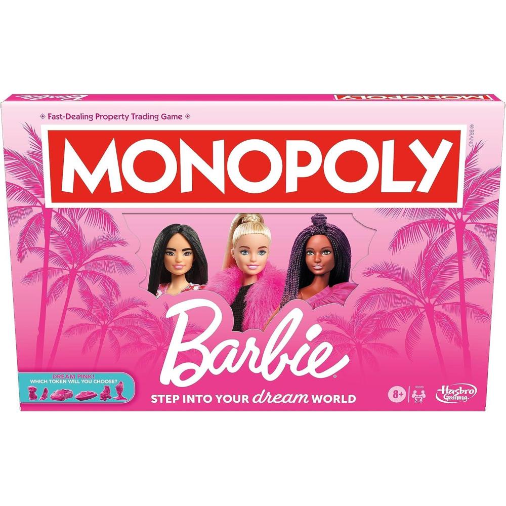 imageMonopoly Barbie Edition Board Game Ages 8 26 Players Fun Family Games for Kids and Adults with 6 BarbieThemed Pink Zinc Tokens Kids Gifts