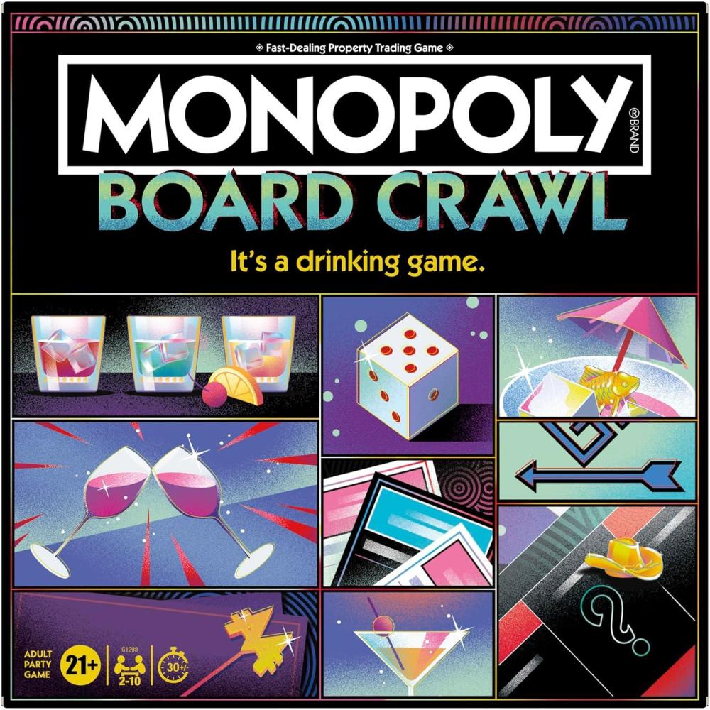imageMonopoly Board Crawl Game Official Monopoly Drinking Game for Adults Only Ages 21 for 210 Players 30 Mins Hilarious Adult Party Games