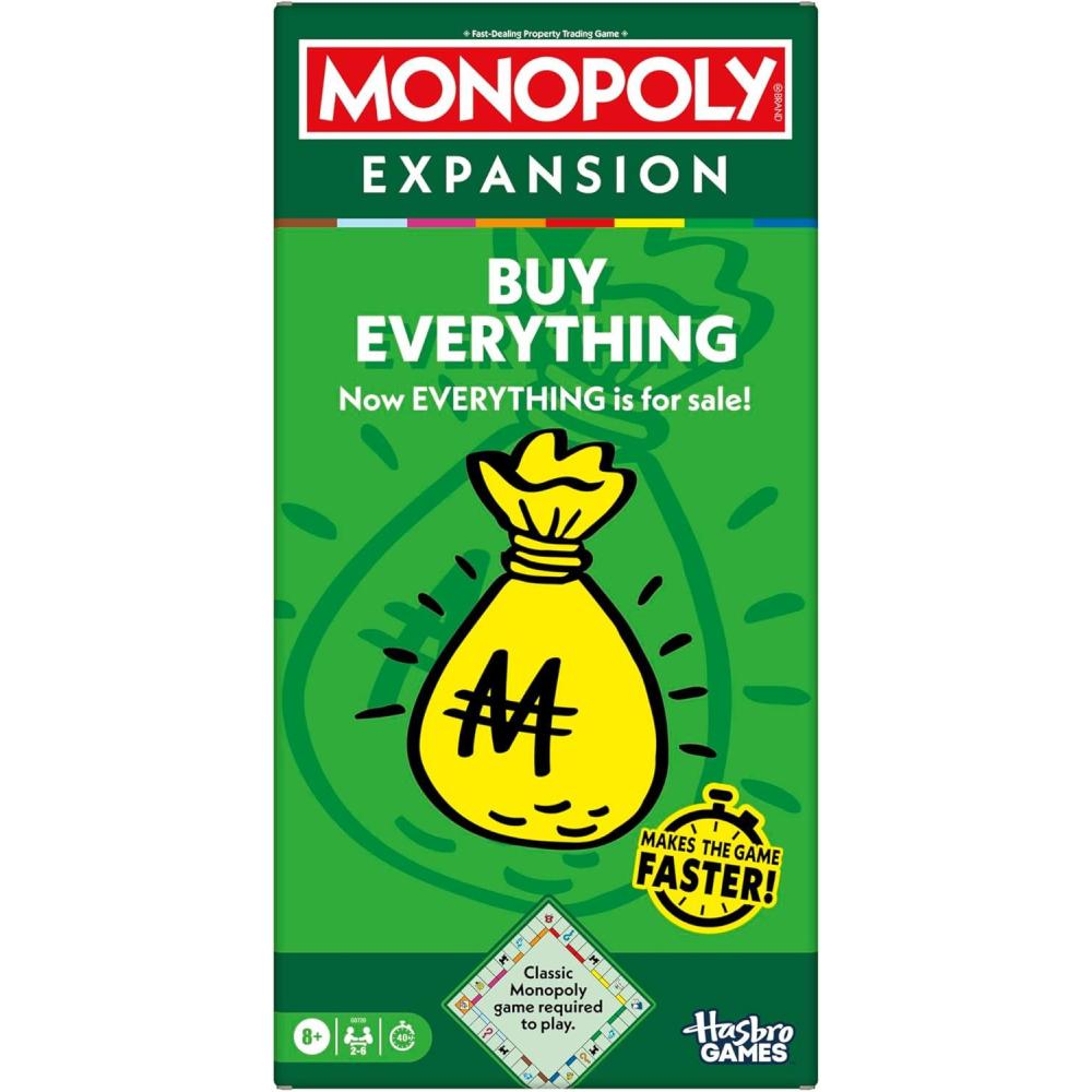 imageMonopoly Buy Everything Expansion Add More Fun to Classic Monopoly Game and Play Faster Ages 8 26 Players 40 Mins Family Board GamesBuy Everything Expansion