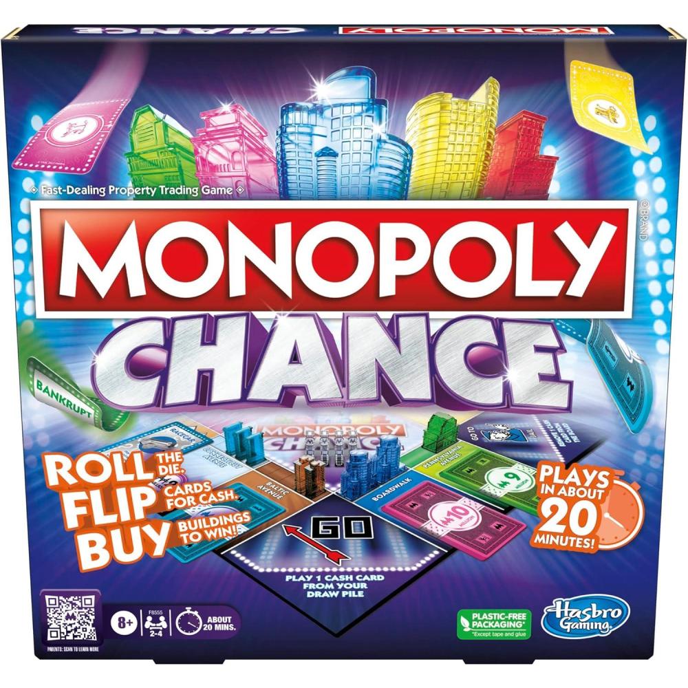 imageMonopoly Chance Board Game for Adults and Kids FastPaced Family Party Game Ages 8 24 Players 20 Mins Average Amazon Exclusive