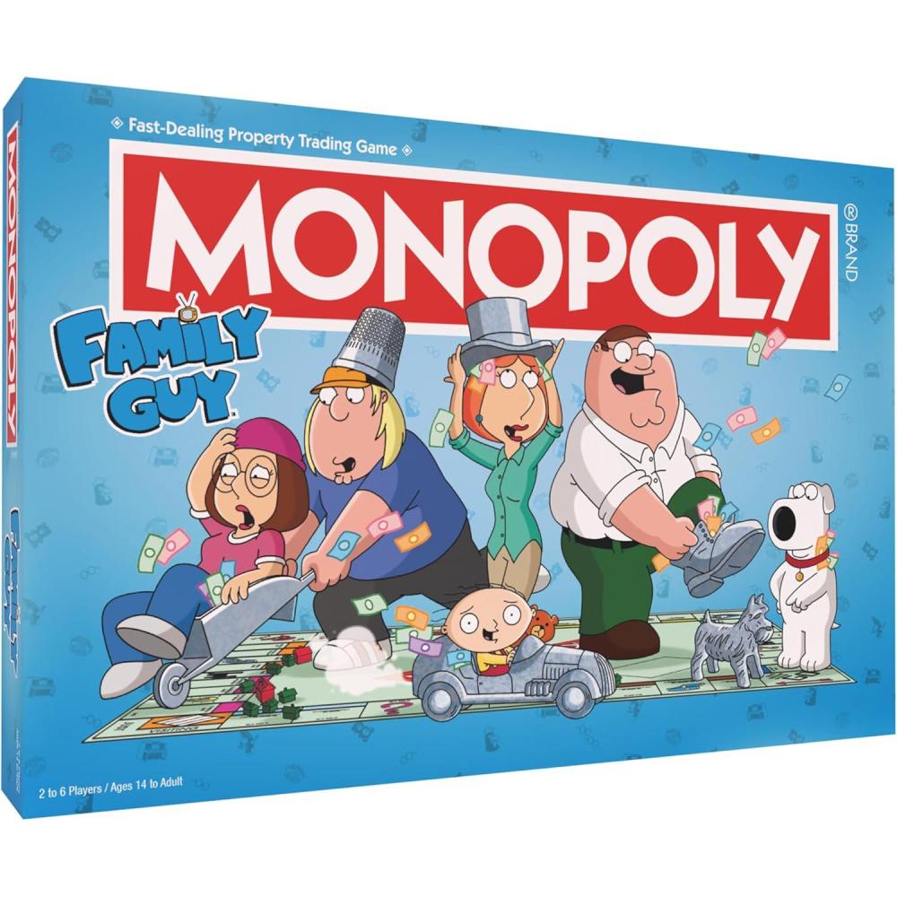 imageMonopoly Family Guy Board Game Featuring Banana Brian Giant Chicken Rupert and More Buy Sell Trade Quahogs Locations from McBurgertown to Wild West Ranch Officially Licensed Family Guy Game