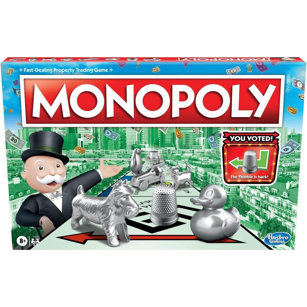 imageMonopoly Game Family Board Games for 2 to 6 Players ampamp Kids Ages 8 and Up Includes 8 Tokens Token Vote Edition1051 inches x 1575 inches x 01 inches