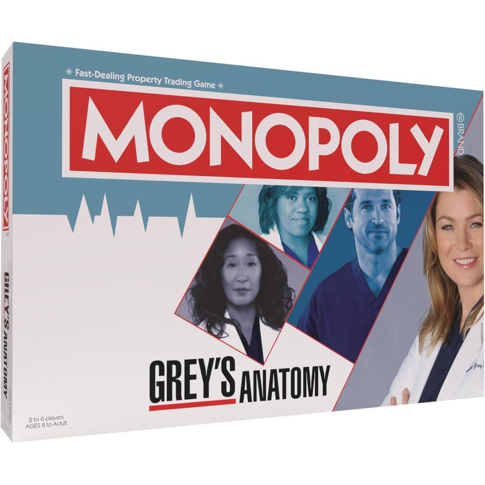 imageMonopoly Greys Anatomy Board Game Featuring Ferry Boat Clipboard Scrub Top and More Buy Sell Trade Iconic Doctors from Miranda Bailey to Meredith Grey Officially Licensed Collectible