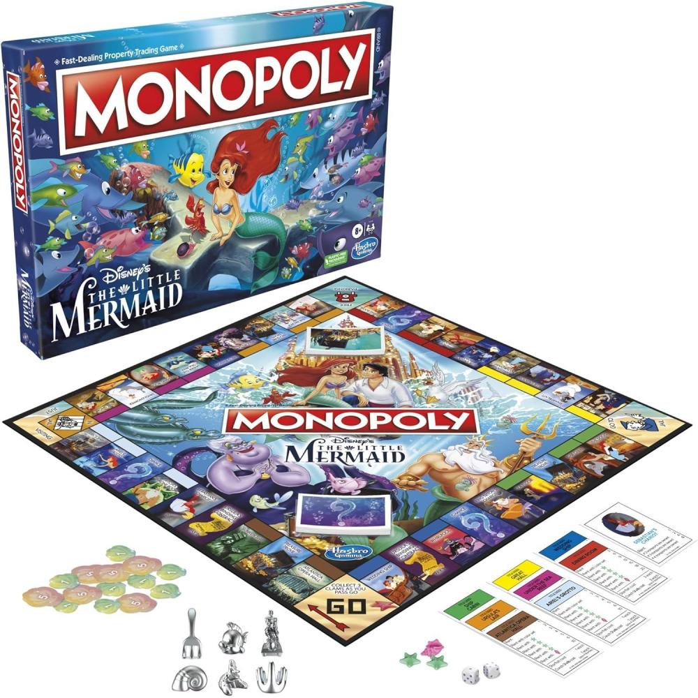 imageMonopoly Hasbro Gaming Disneys The Little Mermaid Edition Board Game 26 Players for Family and Kids Ages 8 with 6 Themed Tokens Amazon ExclusiveBoard Games