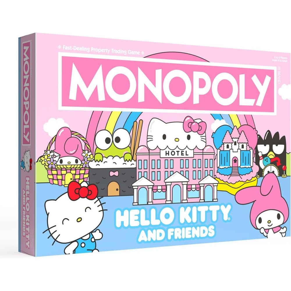 imageMonopoly Hello Kitty and Friends Buy Sell Trade Buildings from The Animated Series Featuring My Melody BadtzMaru Keroppi Classic Monopoly Game OfficiallyLicensed Hello Kitty Merchandise