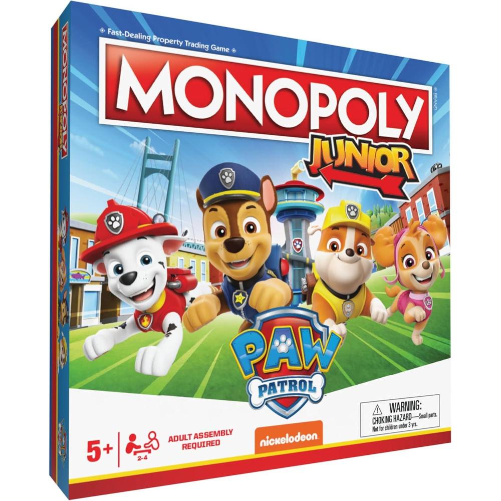 imageMonopoly JR PAW Patrol Board Game Featuring Chase Marshall Skye and Rubble Officially Licensed Nickelodeon PAW Patrol Game FamilyFriendly Childrens Monopoly Game Ages 5 ampamp Up