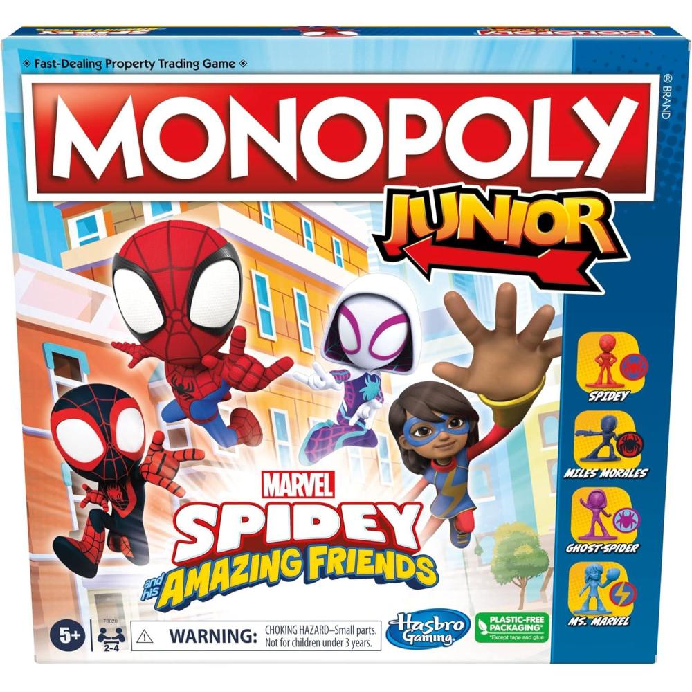 imageMonopoly Junior Marvel Spidey and His Amazing Friends Edition Board Game for Kids Ages 5 with Artwork from The Animated Series Kids Board Games Amazon ExclusiveCompact