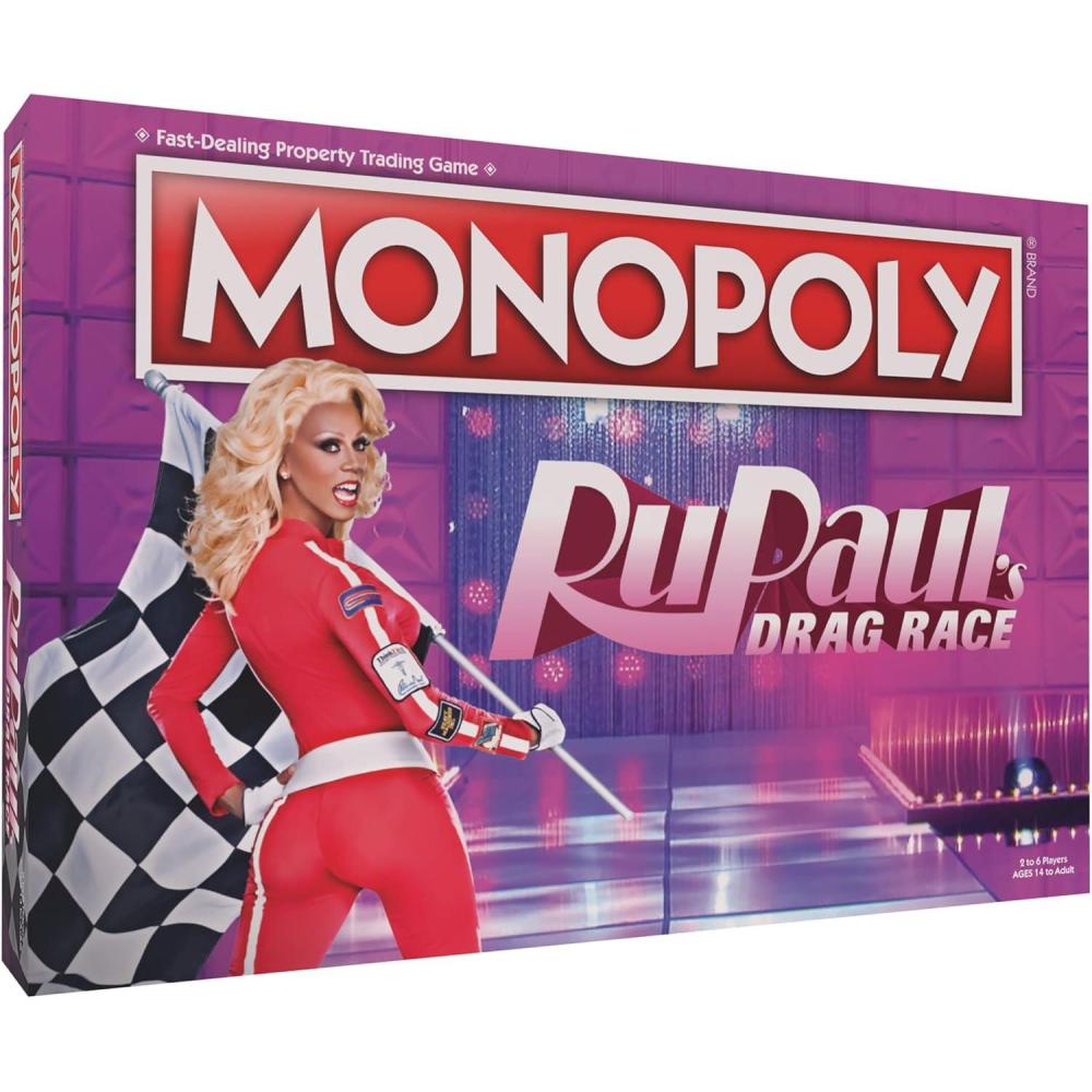 imageMonopoly RuPauls Drag Race Officially Licensed Collectible Board Game Play as Checkered Flag Lipstick Roll of Duct Tape and More Based On Hit Reality TV Series for 6 Players