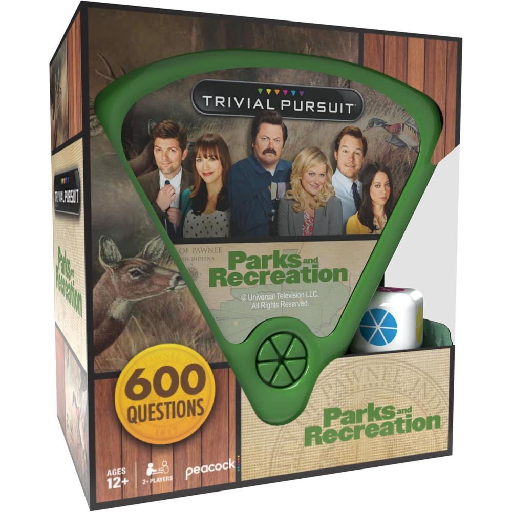 imageTrivial Pursuit Parks and Recreation Trivia Game from Parks and Recreation TV Series 600 Questions ampamp Die in Travel Container Officially Licensed Parks and Recreation Merchandise ampamp Collectible