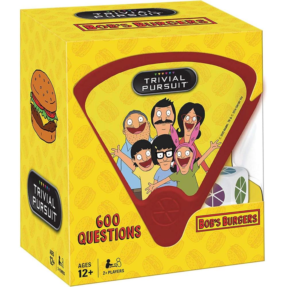 imageUSAOPOLY Trivial Pursuit Bobs Burgers Quickplay Edition Trivia Game Questions from Bobs Burgers 600 Questions ampamp Die in Travel Sized Container Officially Licensed Bobs Burgers Game