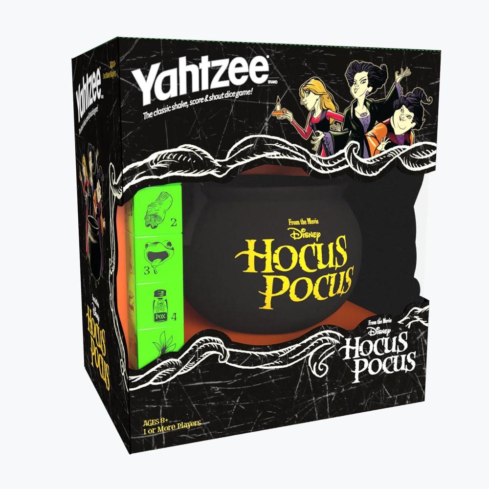 imageUSAOPOLY YAHTZEE Disney Hocus Pocus Collectible Witchs Caldron Dice Cup Classic Family Game Based on Film Great for Night OfficiallyLicensed ampamp Merchandise Black