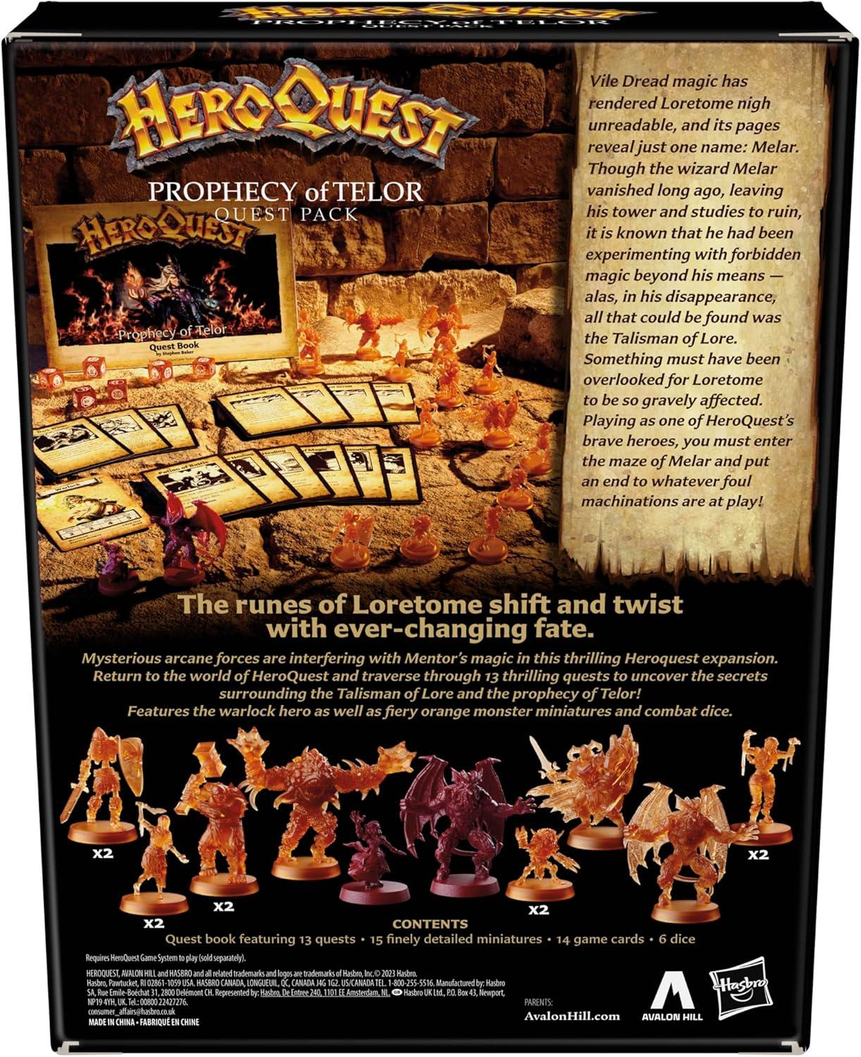 imageAvalon Hill HeroQuest Prophecy of Telor Quest Pack Requires HeroQuest Game System to Play Dungeon Crawler Games Ages 14 25 Players Strategy GamesThematic