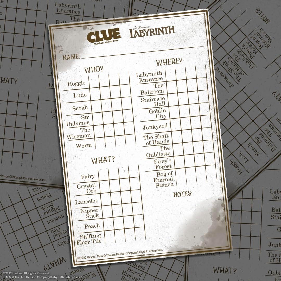 imageCLUE Labyrinth  Solve The Mystery  Who Does Jareth Control Where is Toby and What Object is Used  Collectible Clue Game Based on Jim Hensons Labyrinth  OfficiallyLicensed Game