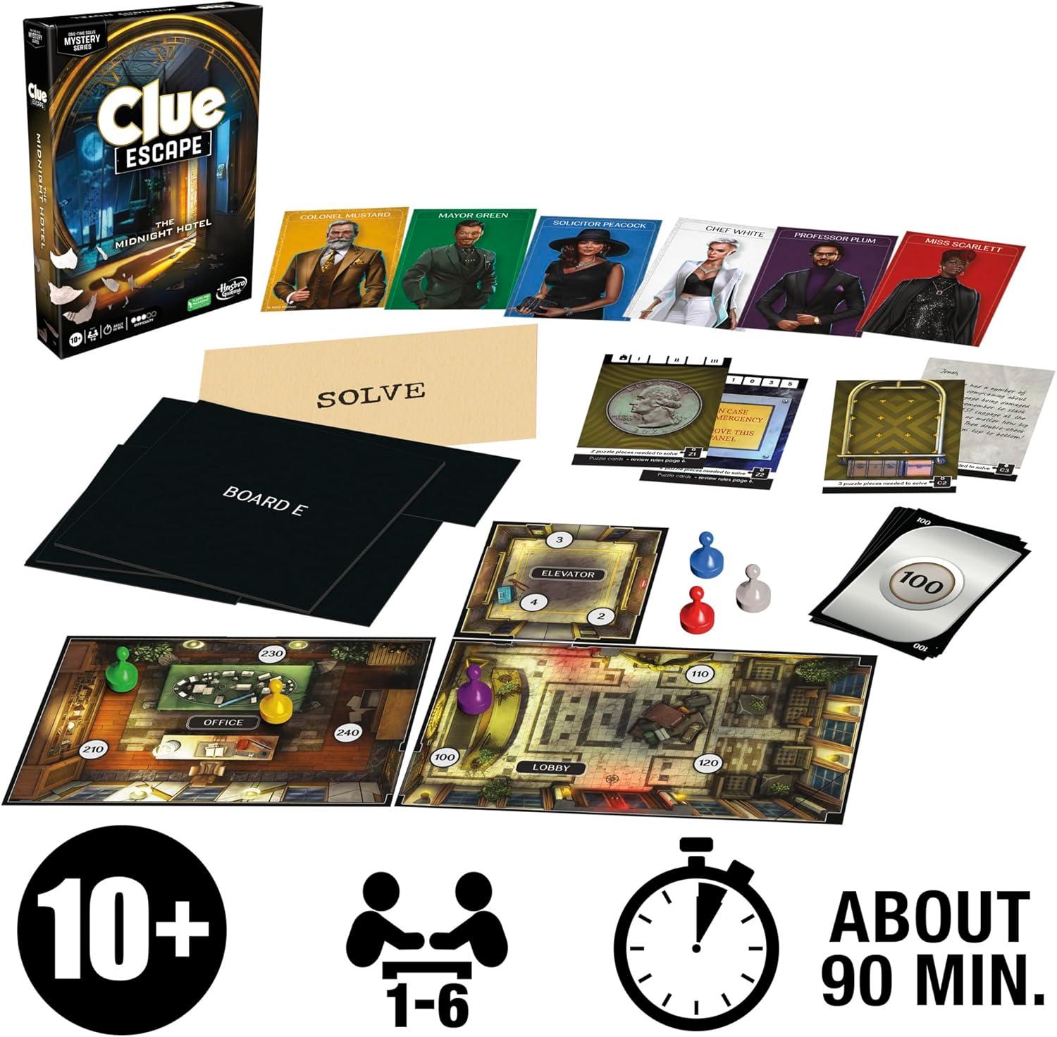imageClue Escape The Illusionists Club Board Game Escape Room Family Game 1Time Solve Mystery Ages 10 16 Players Difficulty 4 90120 Mins Amazon ExclusiveThe Midnight Hotel