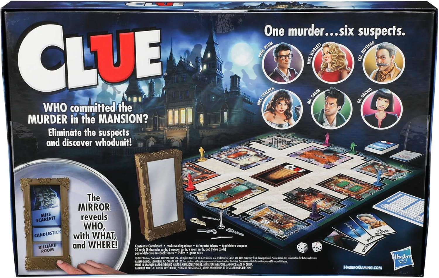 imageHasbro Gaming Clue Game Mystery Board Game 26 Players 8 Years Amazon Exclusivestandart