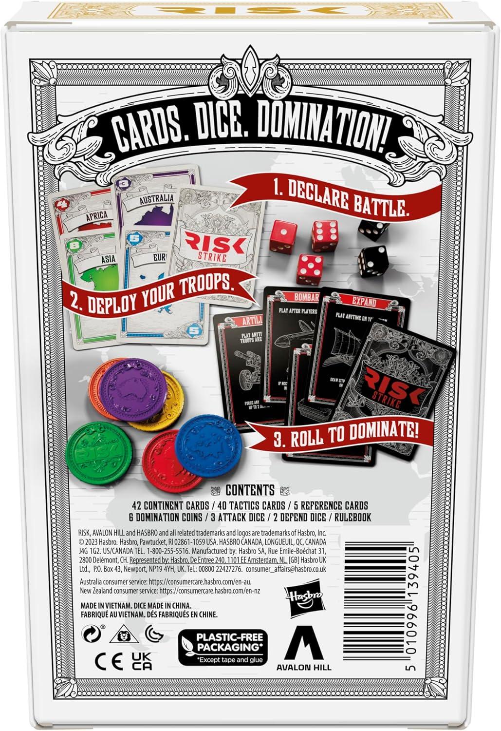 imageHasbro Gaming Risk Strike Cards and Dice Game for Adults Teens and Kids QuickPlaying Strategy Game 25 Players 20 Min Average Fun Summer Activities Vacation Travel Essentials Ages 10Medium