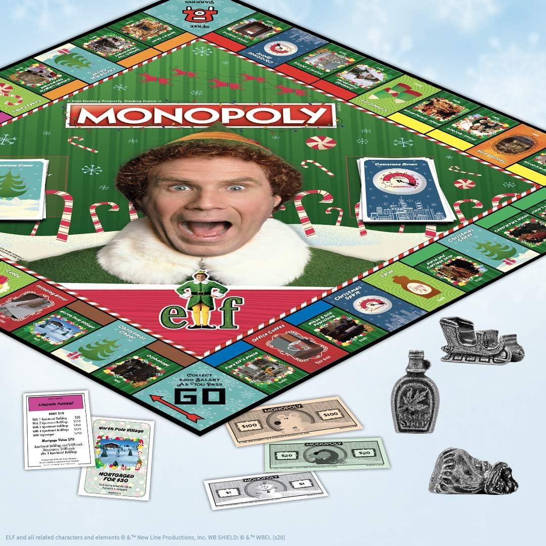 imageMonopoly Elf Based on Christmas Comedy Film Elf Collectible Monopoly Game Featuring Familiar Locations and Iconic Moments Officially Licensed Monopoly