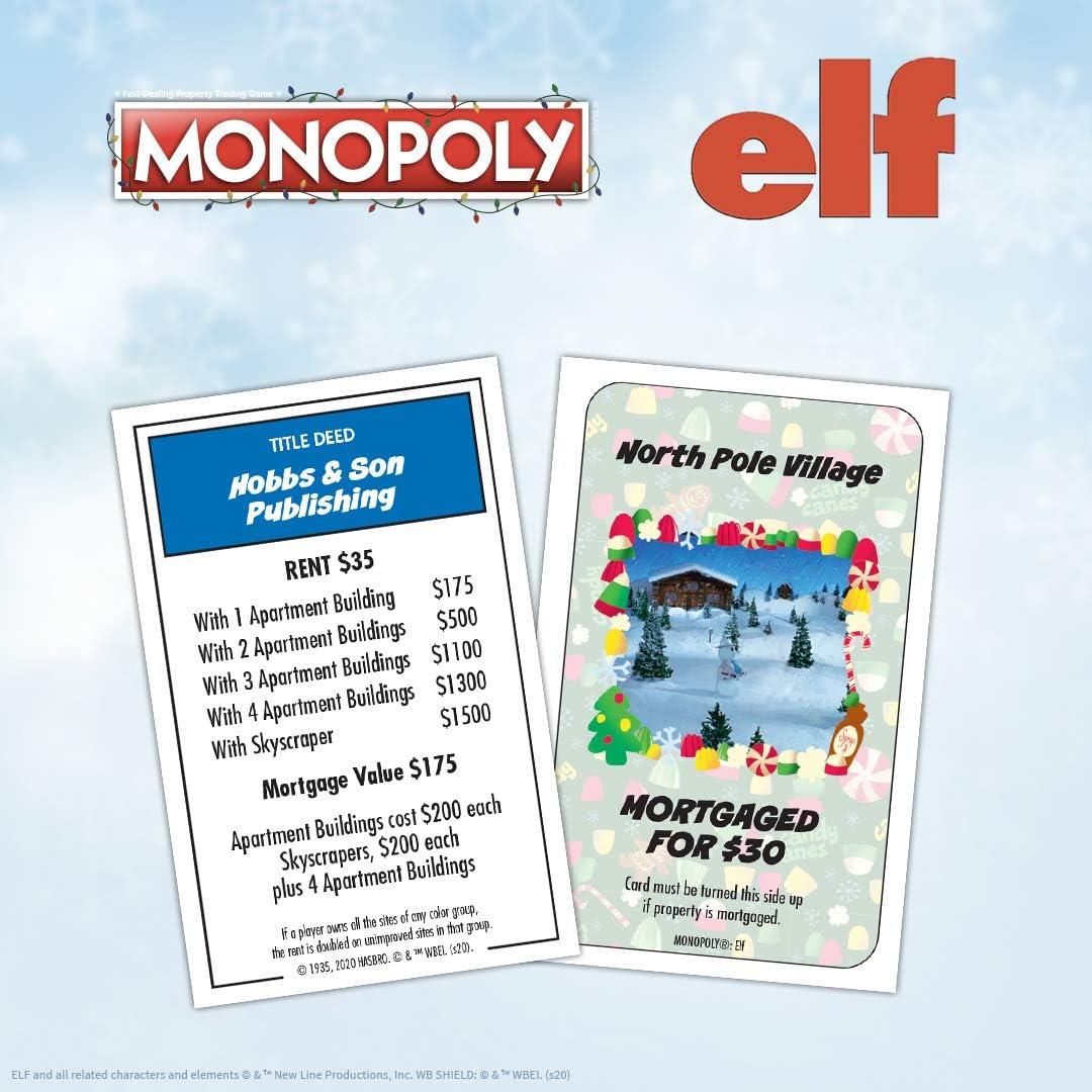 imageMonopoly Elf Based on Christmas Comedy Film Elf Collectible Monopoly Game Featuring Familiar Locations and Iconic Moments Officially Licensed Monopoly