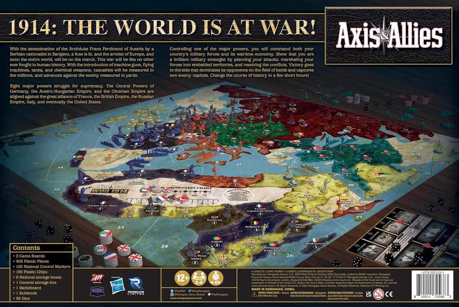 imageRenegade Game Studios Axis ampamp Allies WWI 1914 A Strategic War Board Game for 28 Players Ages 14 and up Intense Strategy Gameplay 4 to 6 Hour Play Time