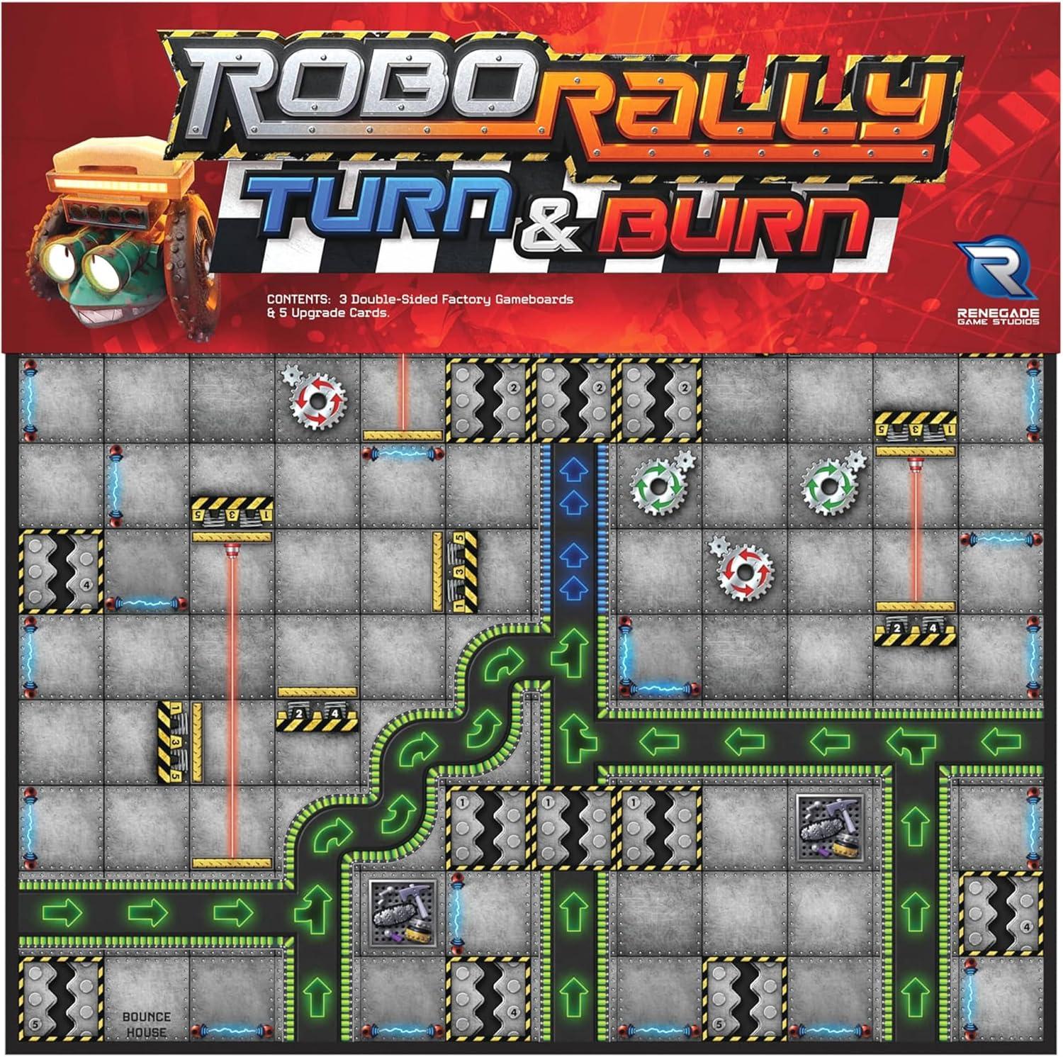 imageRenegade Game Studios Robo Rally Turn ampamp Burn Expansion Racing Board Game New Elements ampamp Radiation Cards Ages 12 26 Players 4590 mins