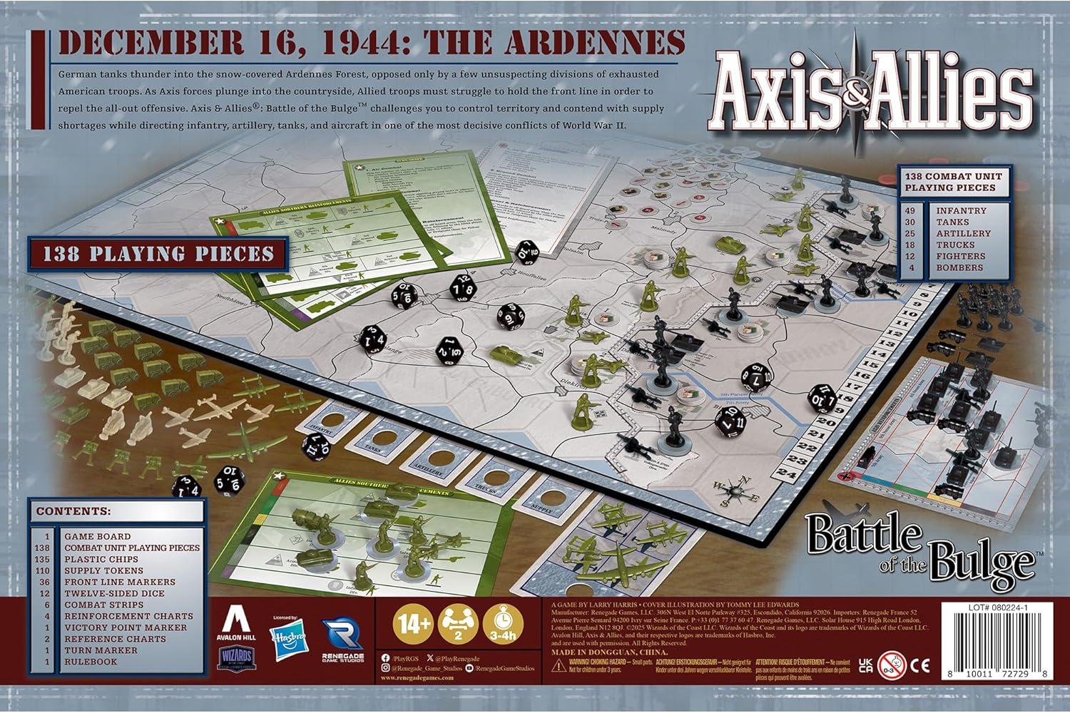 imageRenegade Games Axis ampamp Allies Battle of The Bulge WWII Strategy Board Game Germany Or USA ampamp UK Miniatures War Game Ages 14 2 Players 4hrs