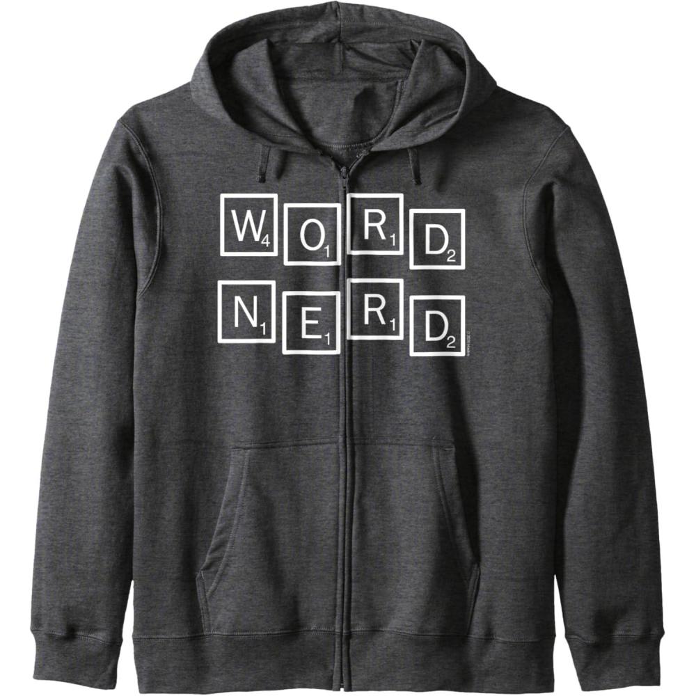imageScrabble Word Nerd Tiles Zip HoodieDark Heather Grey