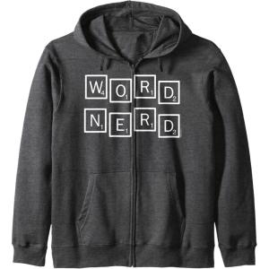 Scrabble Word Nerd Tiles Zip Hoodie(Dark Heather Grey)