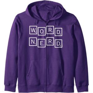 Scrabble Word Nerd Tiles Zip Hoodie(Purple)