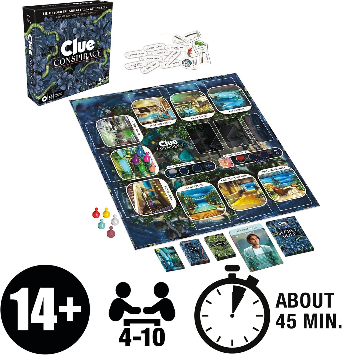 imageHasbro Gaming Clue Conspiracy Board Game for Adults and Teens Secret Role Strategy Games Ages 14 410 Players 45 Minutes Mystery ampamp Party Games