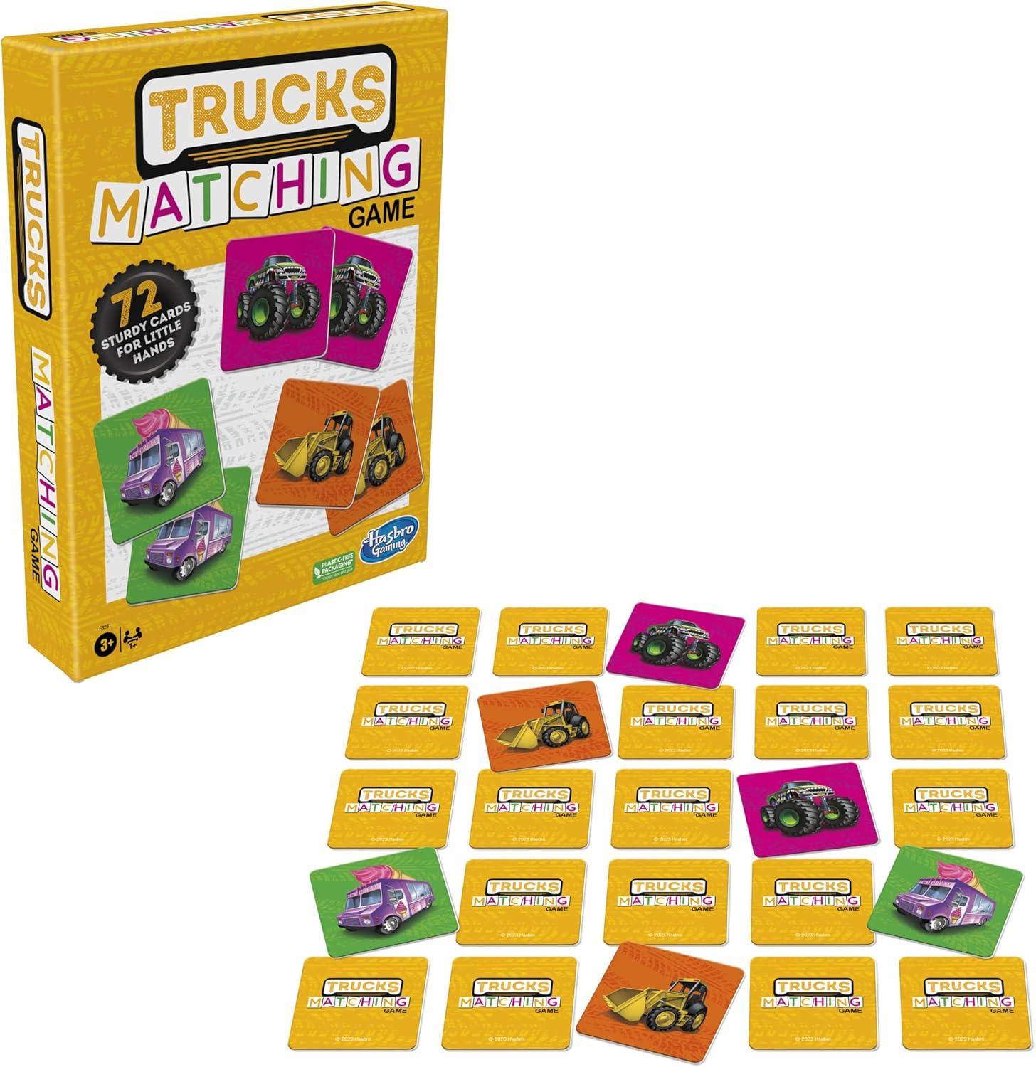 imageHasbro Gaming Trucks Matching Game Fun Preschool Board Game for 1 Players Memory Card Games for Kids Set Ages 3 Amazon Exclusive
