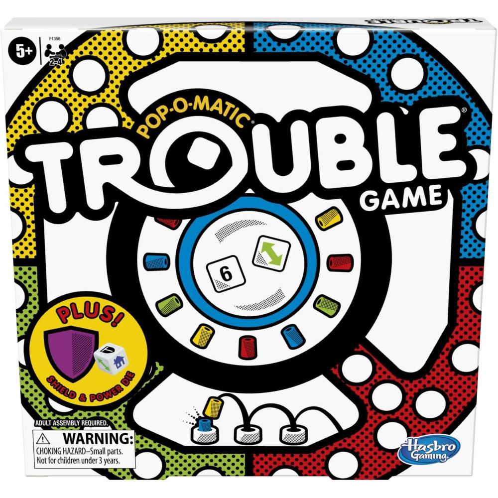 imageHasbro Gaming Trouble Board Game Includes Bonus Power Die and Shield Family Game for 24 Players Ages 5 and Up Amazon Exclusive