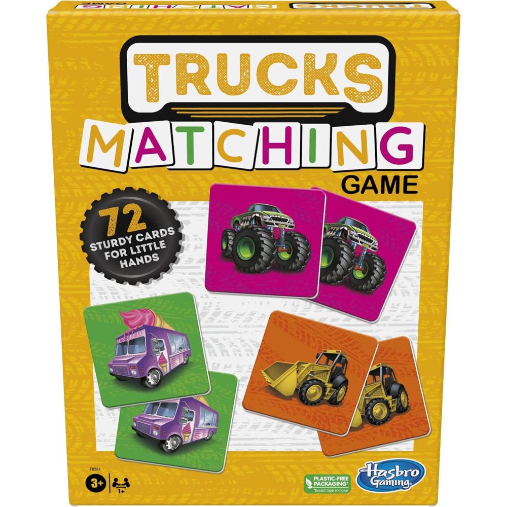 imageHasbro Gaming Trucks Matching Game Fun Preschool Board Game for 1 Players Memory Card Games for Kids Set Ages 3 Amazon Exclusive