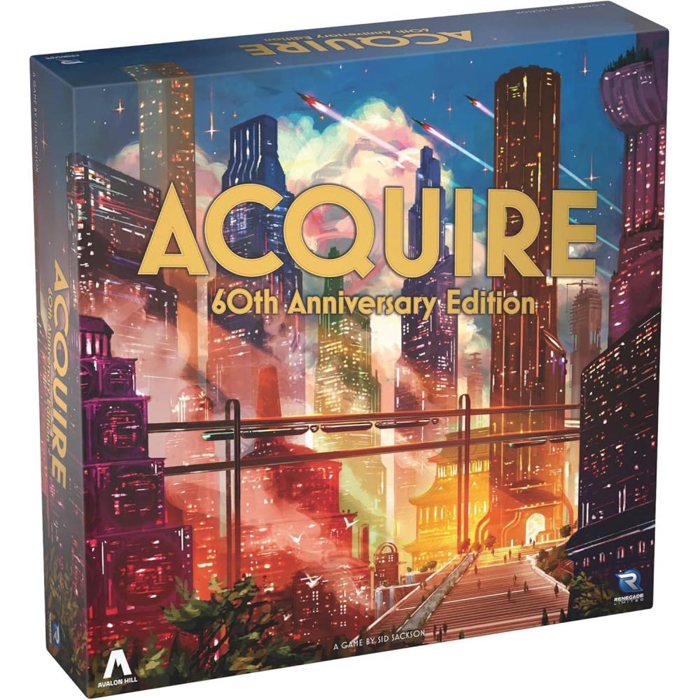 imageRenegade Game Studios Acquire 60th Anniversary Edition Deluxe Components Finance Game of Speculation ampamp Strategy Ages 12 26 Players 90 Min
