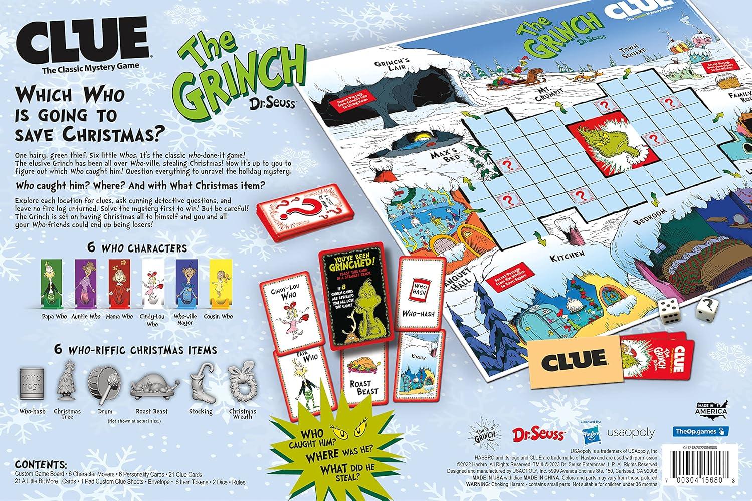 imageCLUE The Grinch Classic Mystery Board Game Solve The Holiday Theft in Whoville with CindyLou ampamp More Discover Who Where and What was Taken Officially Licensed Dr Seuss Merchandise
