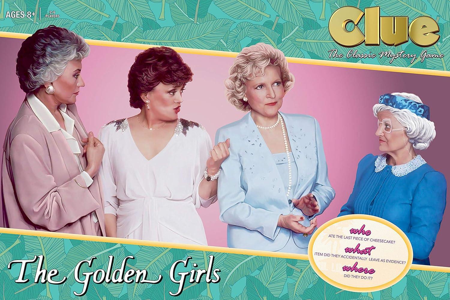 imageClue The Golden Girls Board Game Golden Girls TV Show Themed Game Solve The Mystery of Who Ate The Lastpiece of Cheesecake Officially Licensed Golden Girls Merchandise Themed Clue Mystery Game
