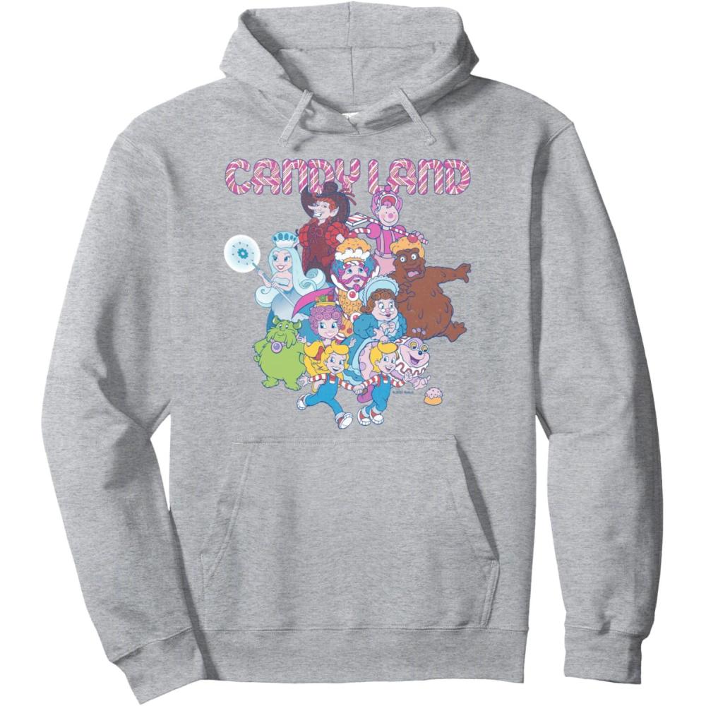 imageCandy Land Retro Game Characters Group Shot Logo Pullover HoodieHeather Grey