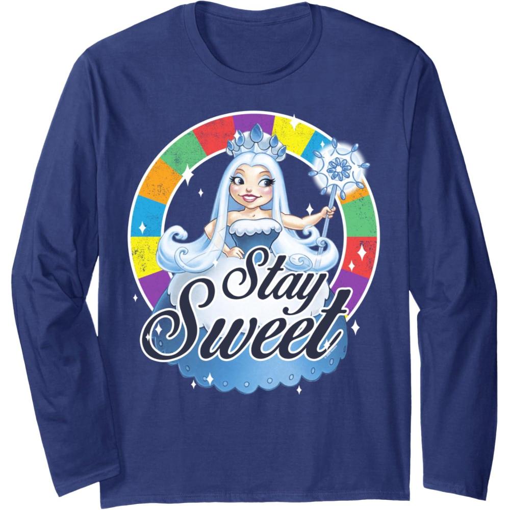 imageCandy Land Stay Sweet Princess Frostine Game Wheel Logo Long Sleeve TShirtNavy Blue