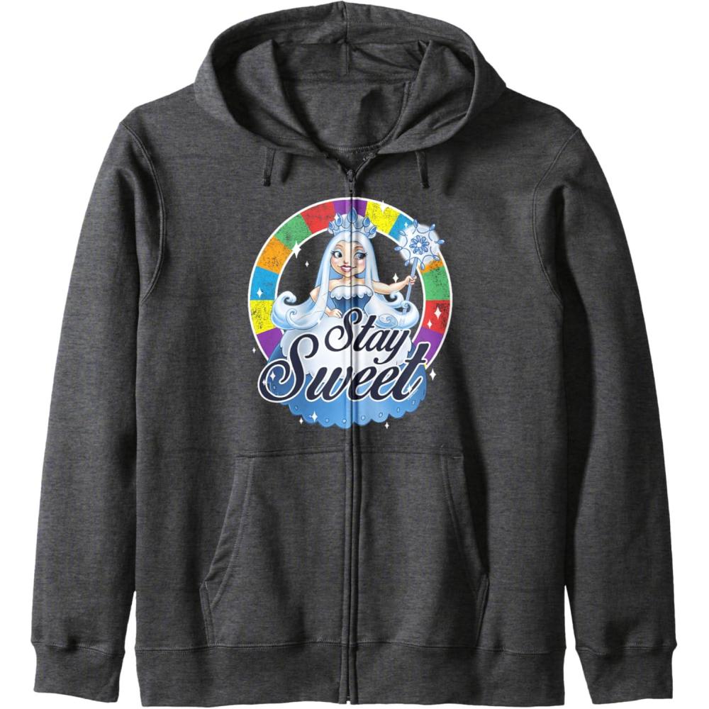 imageCandy Land Stay Sweet Princess Frostine Game Wheel Logo Zip HoodieDark Heather Grey