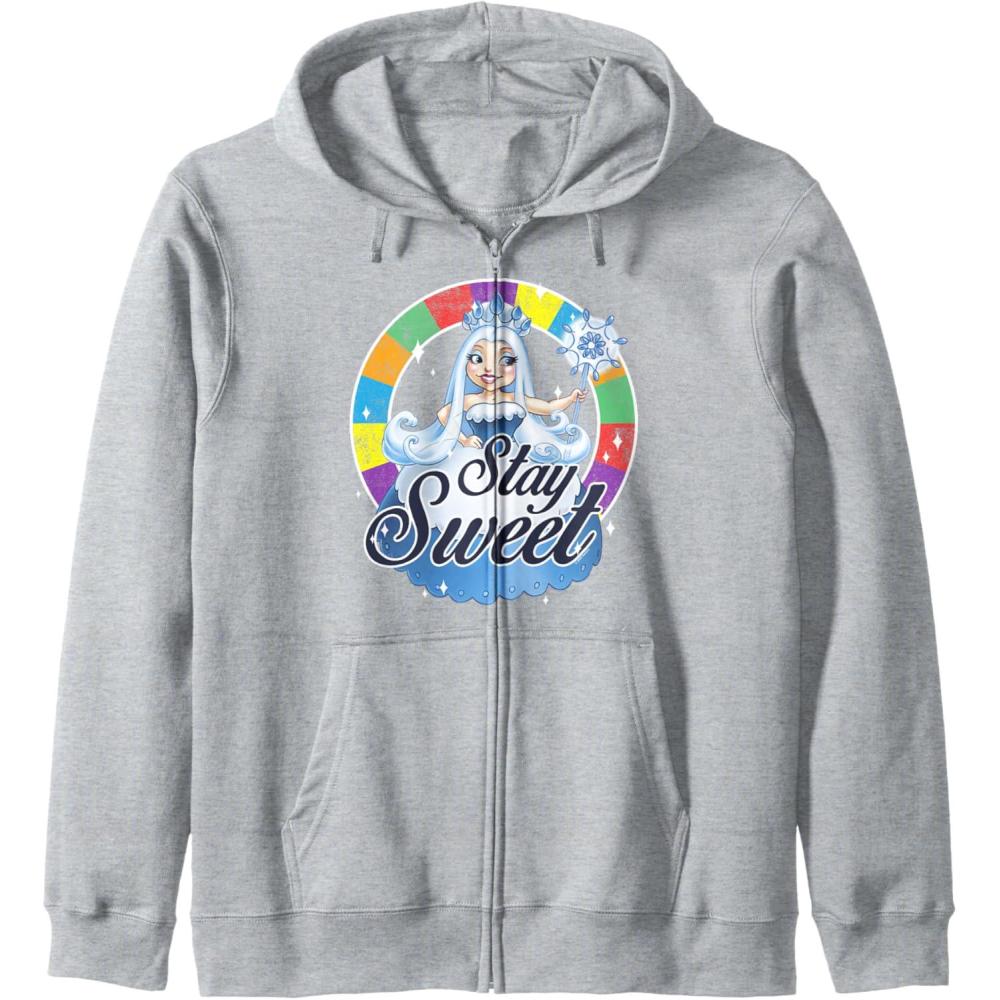 imageCandy Land Stay Sweet Princess Frostine Game Wheel Logo Zip HoodieHeather Grey