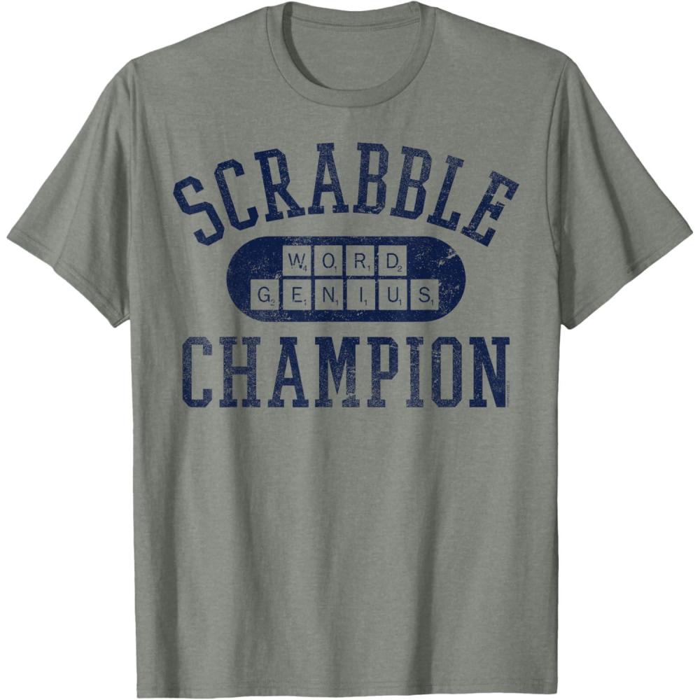 imageScrabble Word Genius Scrabble Champion TShirtOlive Heather