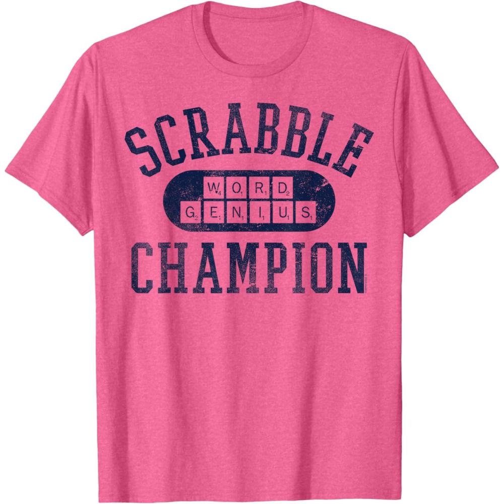imageScrabble Word Genius Scrabble Champion TShirtPink Heather