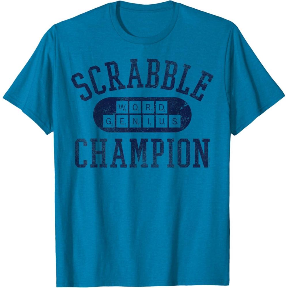imageScrabble Word Genius Scrabble Champion TShirtSapphire Blue