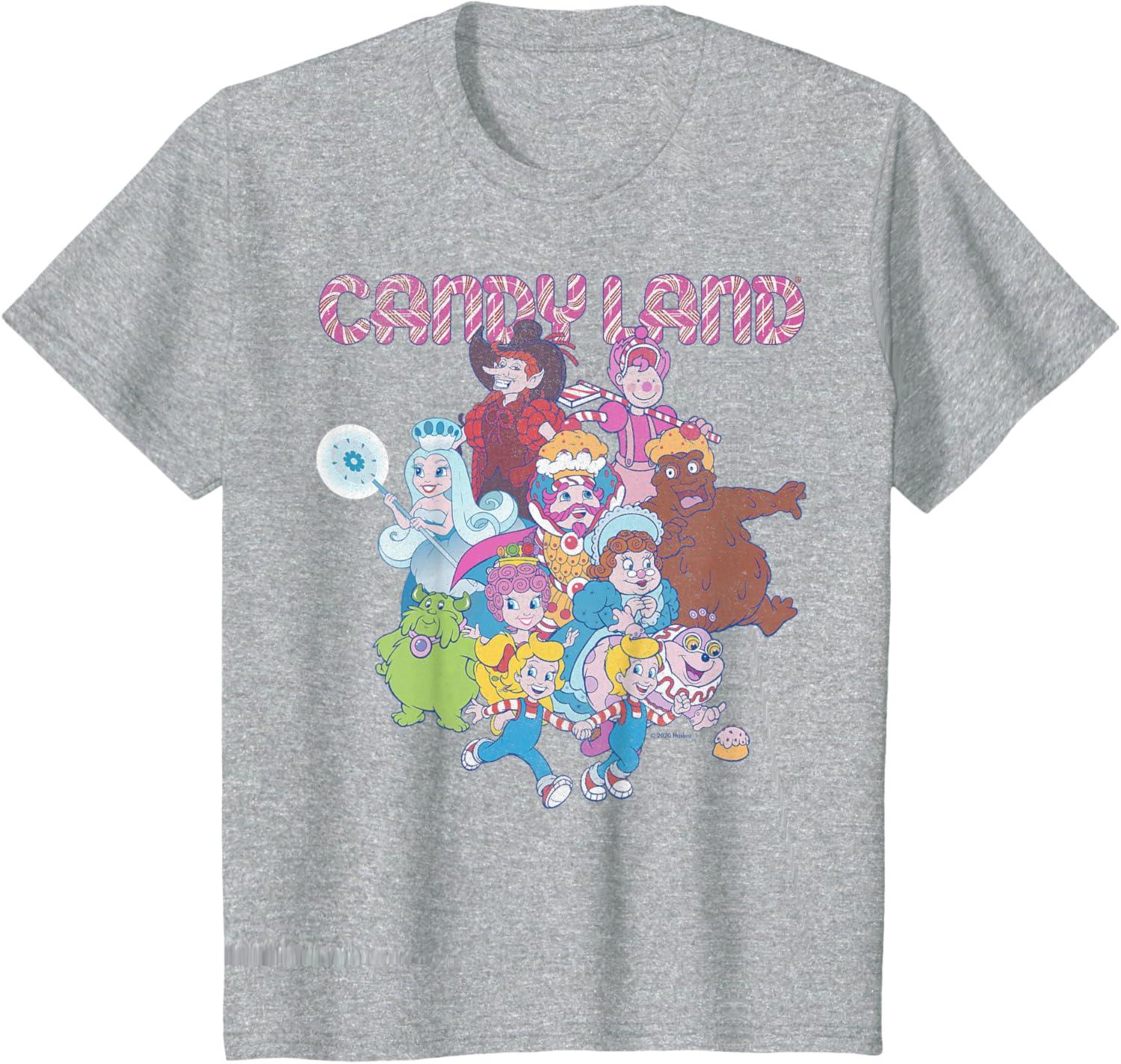 imageCandy Land Retro Game Characters Group Shot Logo TShirtHeather Grey